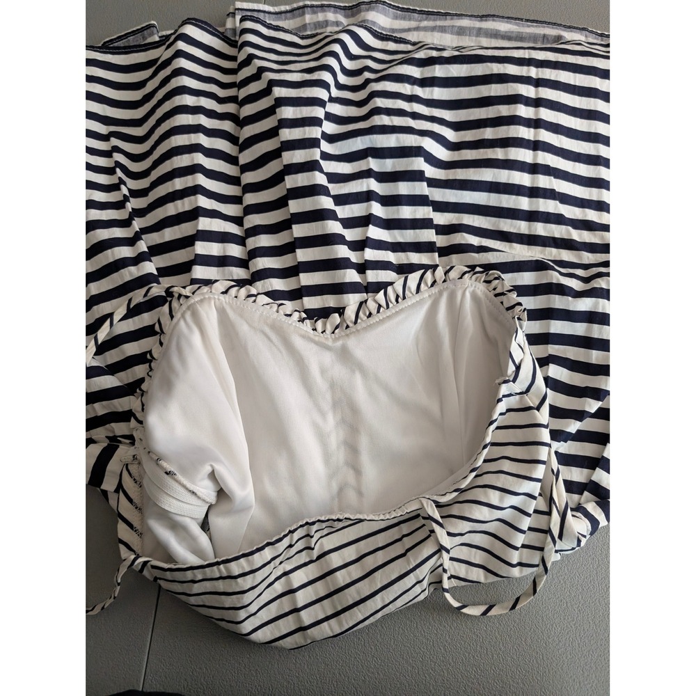 City Triangles Navy Blue White Striped Fit & Flare Mini Dress Size 11 Nautical - Picture 4 of 7